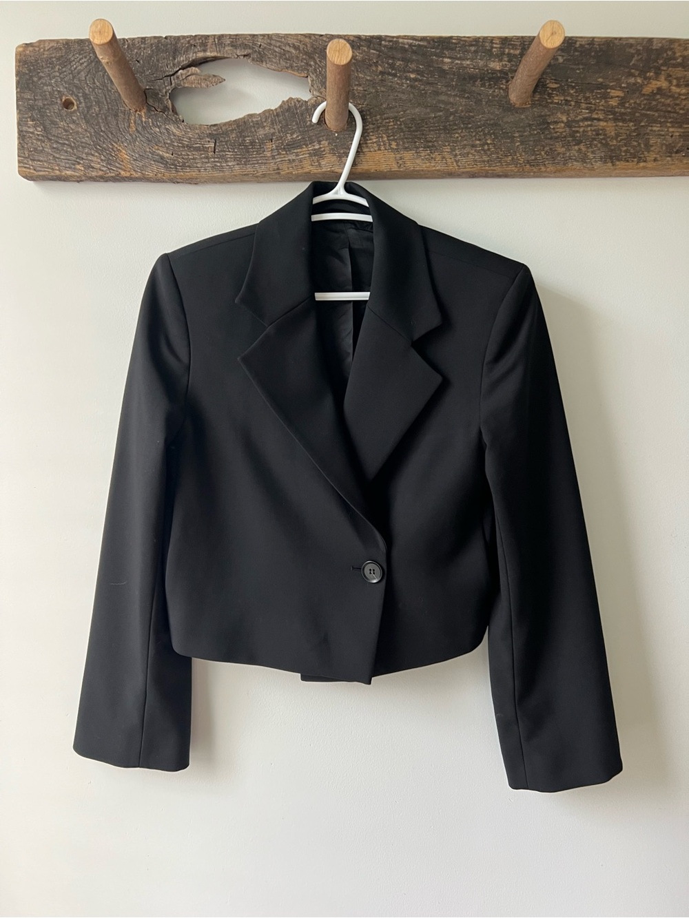 & Other Stories Black Cropped Single-Button Blazer